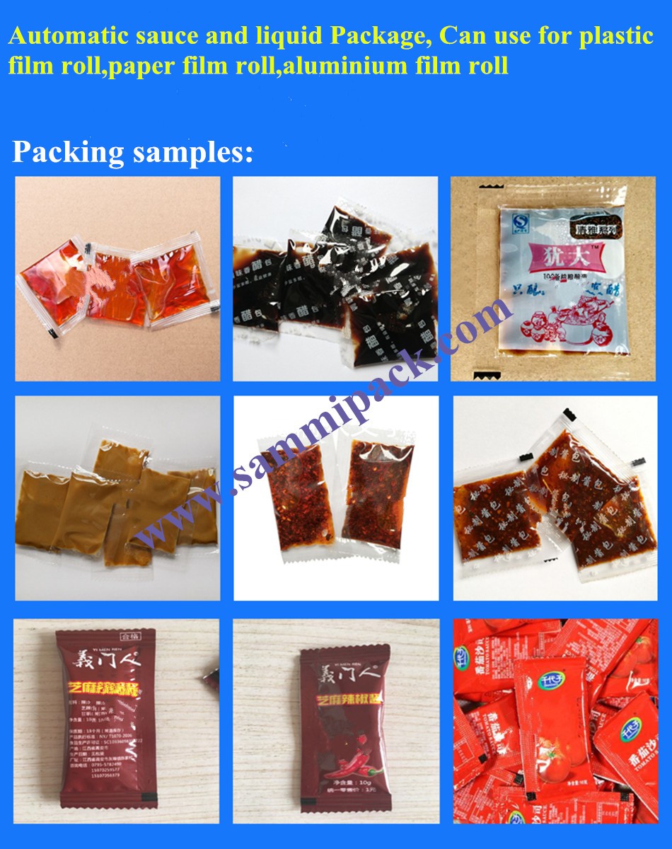 Automatic liquid sauce packing machine with mixer